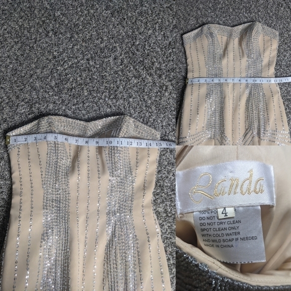 Vintage Landa cream beaded sequin prom evening special occasion dress 4 - Picture 11 of 15